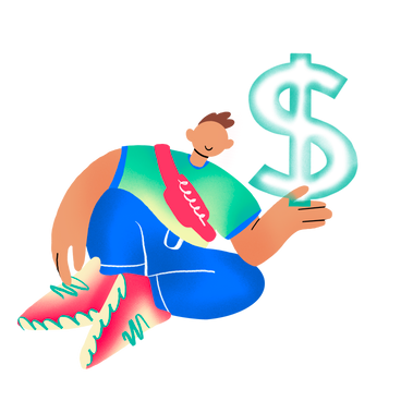 Man holding a dollar sign PNG, SVG