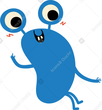 blue character with a big smile Illustration in PNG, SVG
