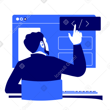 Man working on WEB design Illustration in PNG, SVG