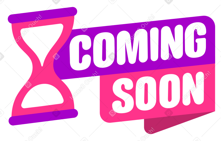 lettering sticker coming soon pink purple text PNG, SVG