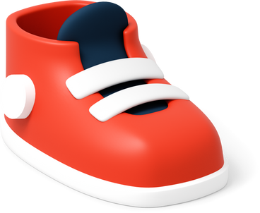 Right red sneaker with white laces PNG, SVG