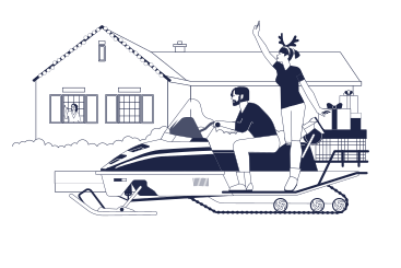 Snowmobile delivery of christmas gifts PNG, SVG