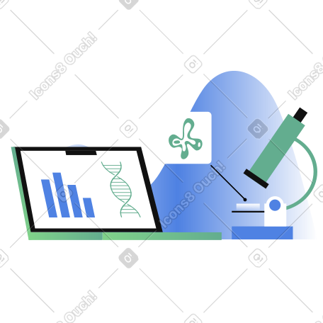 带显微镜和笔记本电脑的生物技术实验室 PNG, SVG