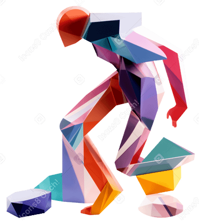3D Composition dynamique abstraite avec silhouette humaine PNG, SVG
