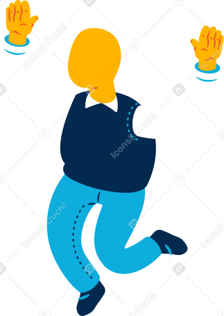 chubby old man jumping Illustration in PNG, SVG