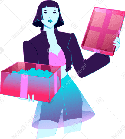 woman with box of confetti PNG, SVG