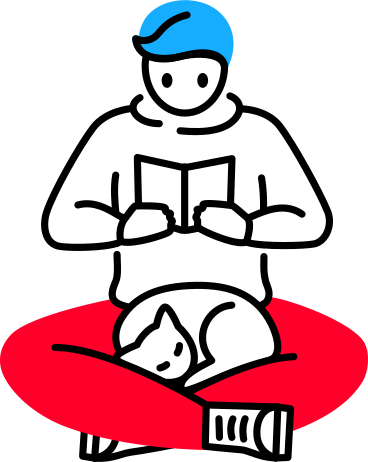 man sitting with cat PNG, SVG