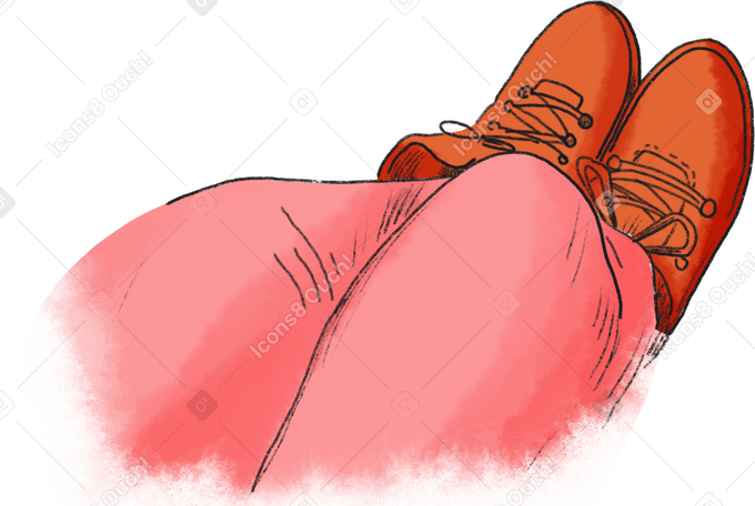 top view of legs in pink pants and red shoes PNG, SVG