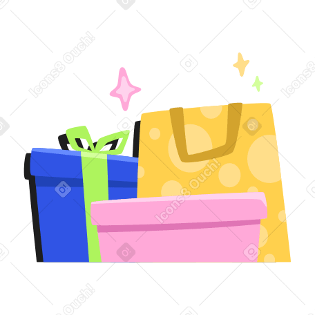 Shopping bag, box and gift Illustration in PNG, SVG