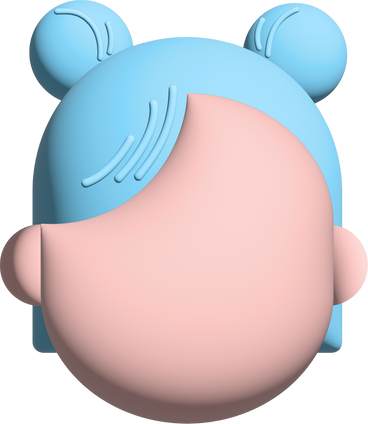 head with two blue pigtails hair PNG, SVG