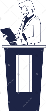 man with a folder of papers behind the podium Illustration in PNG, SVG
