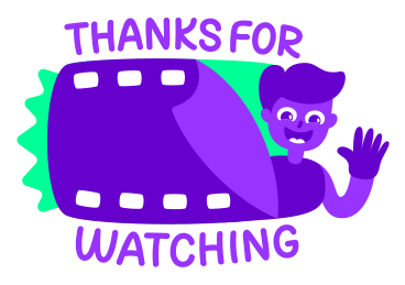 lettering sticker thanks for watching green violet PNG, SVG