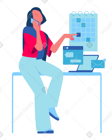 Woman multitasking in the office Illustration in PNG, SVG