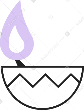 burning candle in a bowl Illustration in PNG, SVG