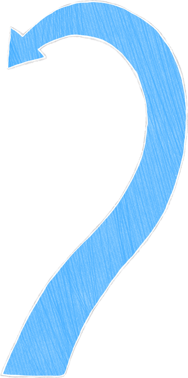 long blue curved arrow PNG, SVG