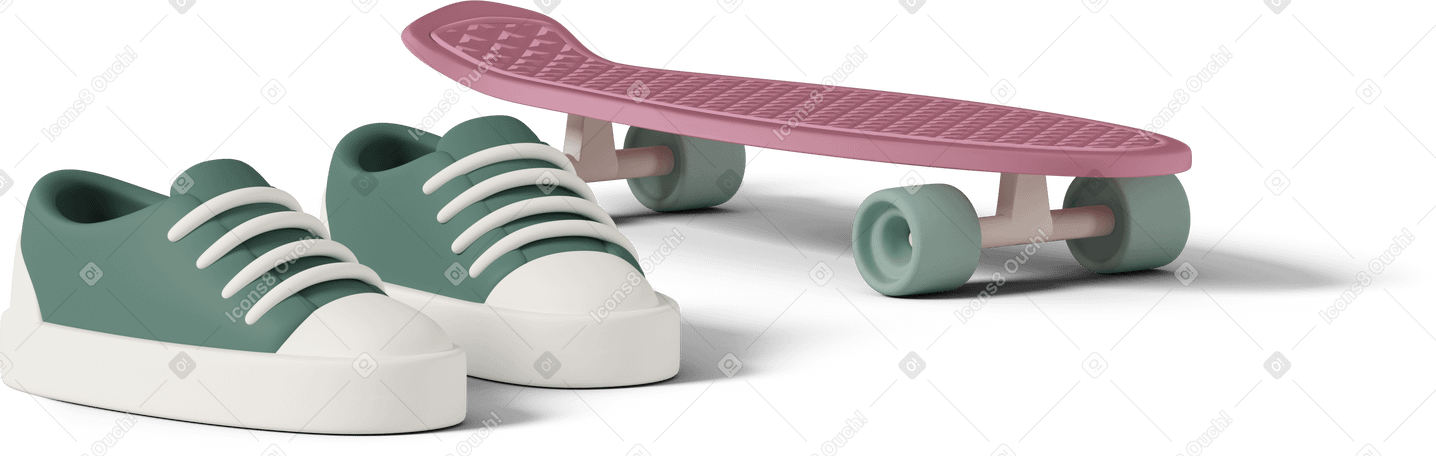 3D sneakers and skateboard PNG、SVG