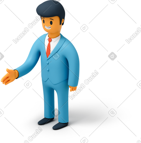 3D 微笑的人伸出他的手 PNG, SVG