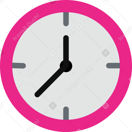 Розовые круглые часы в PNG, SVG