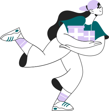 running girl with boxes PNG, SVG