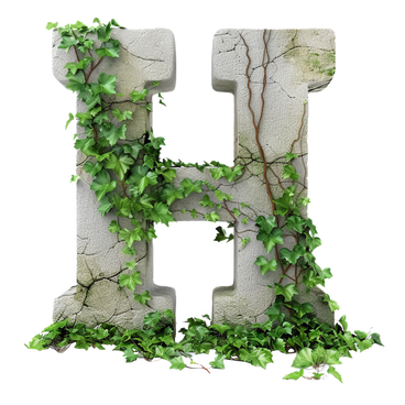 Concrete letter h with ivy PNG, SVG