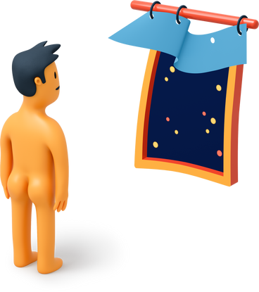 Naked man standing in front of window at night PNG, SVG
