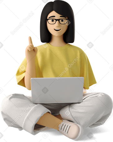 3D young woman has an idea Illustration in PNG, SVG