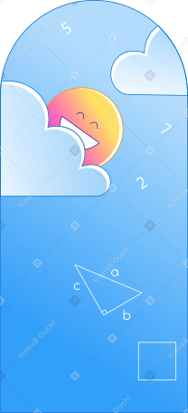 Фон с облаками и смайликом в PNG, SVG