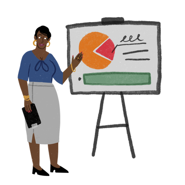 Donna che mostra la presentazione PNG, SVG