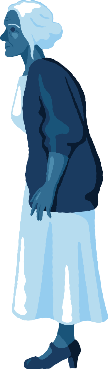 Пожилая женщина, стоящая, вид сбоку в PNG, SVG