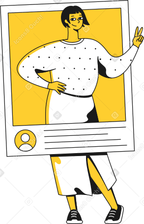Женщина в окне соцсети в PNG, SVG