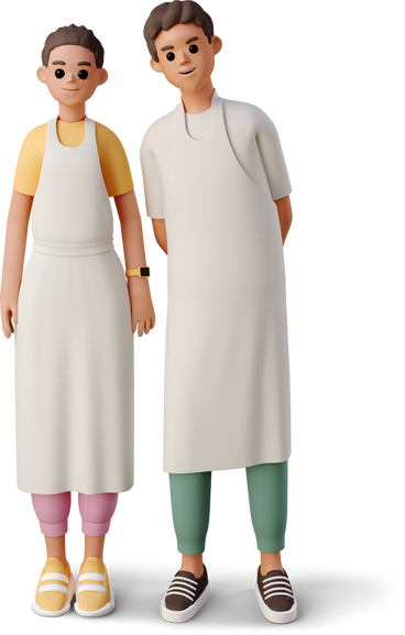 girl and boy with aprons PNG, SVG