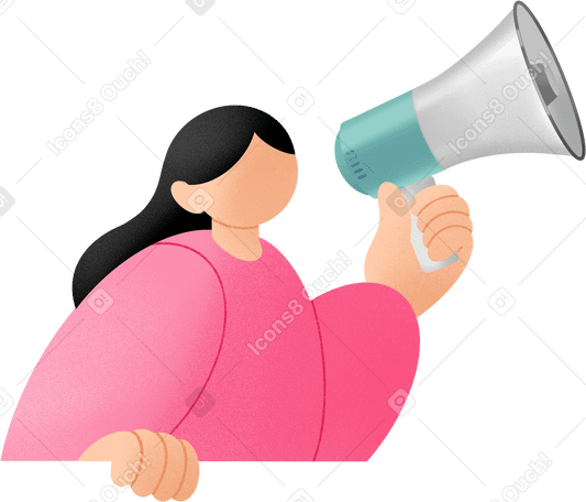 young woman with loudspeaker PNG, SVG