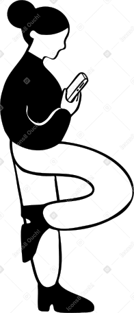 woman standing with the phone PNG, SVG