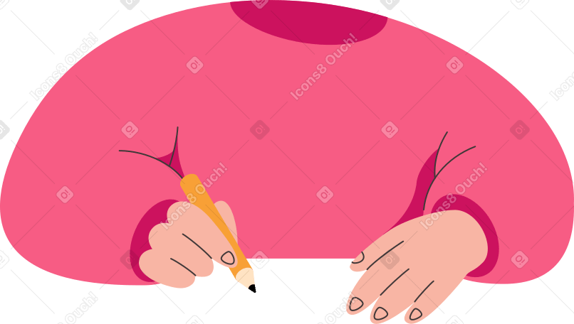 kids body with a pencil Illustration in PNG, SVG