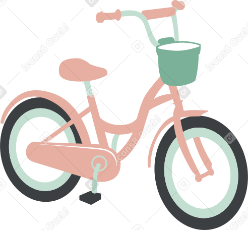 带绿色篮子的红色自行车 PNG, SVG