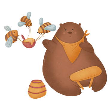 Bear and bees PNG, SVG