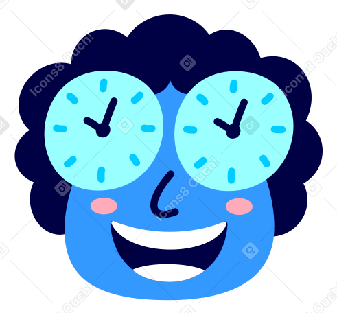 head with a clock in eyes PNG, SVG
