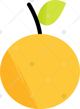 yellow apple with leaves Illustration in PNG, SVG
