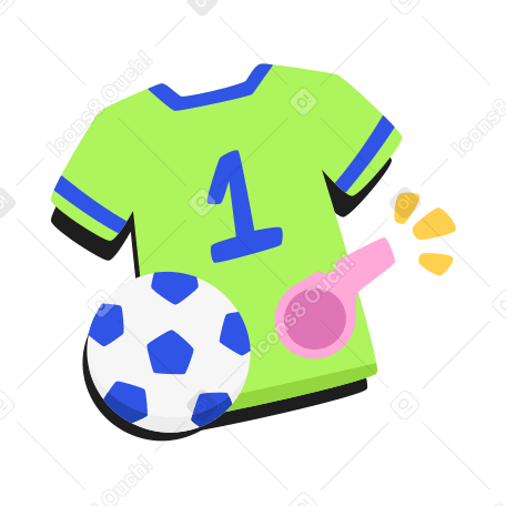 Soccer ball, jersey and whistle Illustration in PNG, SVG