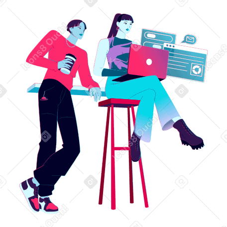 Young man and woman are working together on a project Illustration in PNG, SVG