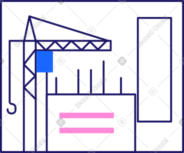 带有城市建筑工地和起重机的大图片 PNG, SVG