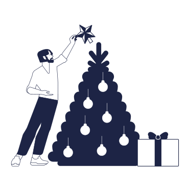 Decorating Christmas tree в PNG, SVG