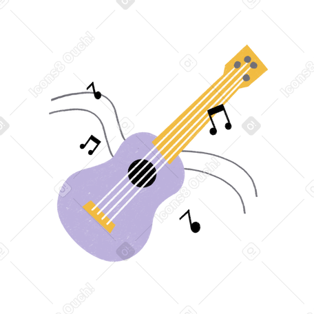Ukelele con notas PNG, SVG
