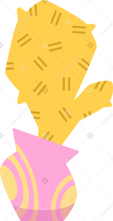 ピンクの鉢に黄色のサボテン PNG、SVG