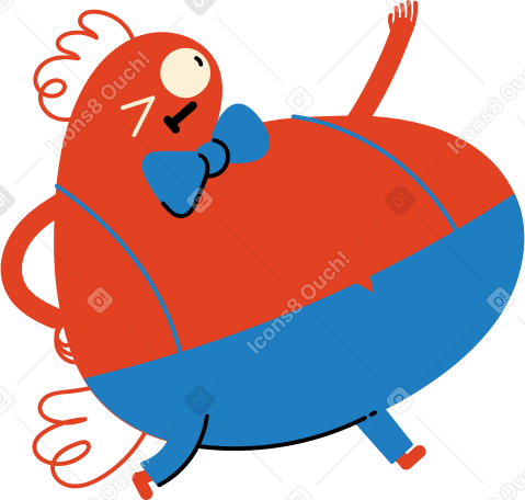 red one-eyed character in blue jumpsuit Illustration in PNG, SVG