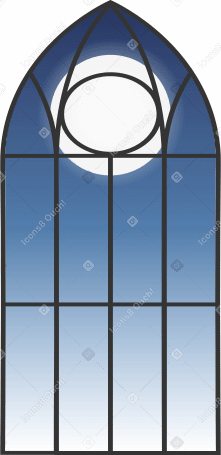 gothic window with night sky PNG, SVG
