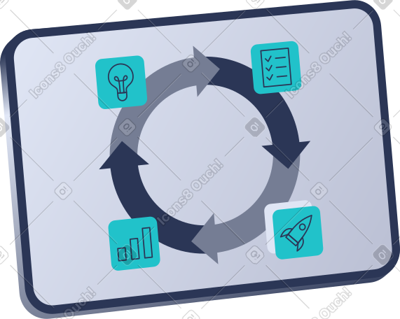 tablet with project management cycle PNG, SVG