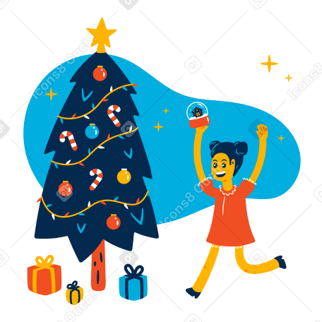 Child enjoying Christmas Illustration in PNG, SVG
