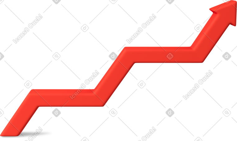 3D red zigzag up arrow PNG, SVG