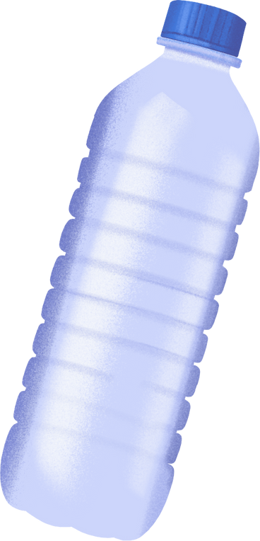 transparent water bottle with blue lid PNG, SVG